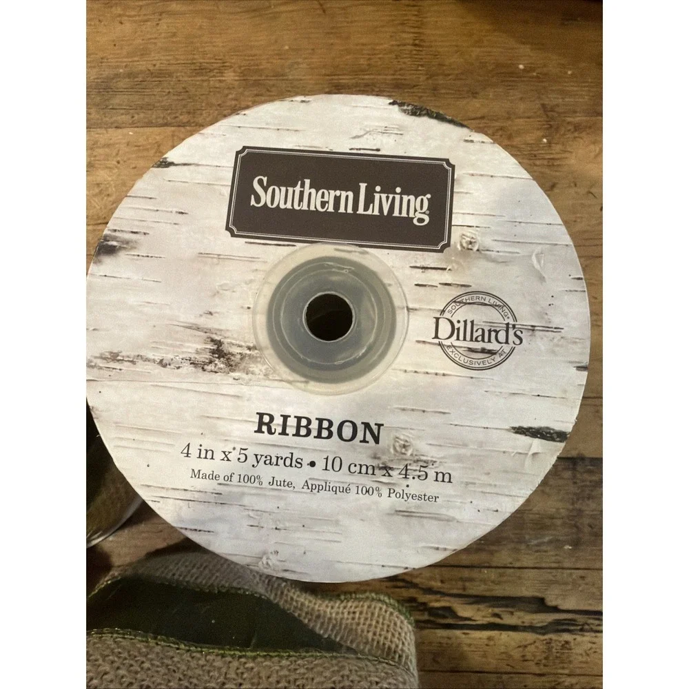 Dillard's Southern living Burlap Ribbon 4 In X 5 Yards Green Christmas Farm